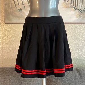 Black and Red Pleated Mini Skirt high waisted